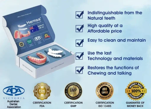 HOT - Hermsa™ Premium Customised Silicone Denture Kit Dual accreditation from the American Dental Association (ADA) and the Australian Food and Drug Administration (TGA)